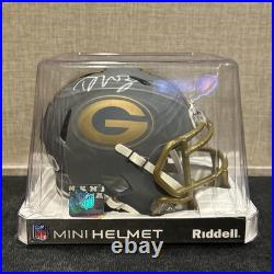 Dontayvion Wicks Signed Green Bay Packers Slate Speed Mini Helmet Jsa