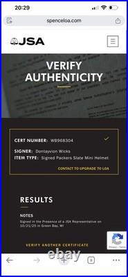 Dontayvion Wicks Signed Green Bay Packers Slate Speed Mini Helmet Jsa