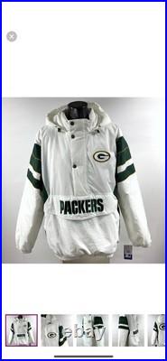 FALL 2023 GREEN BAY PACKERS STARTER Half Zip Pull Over WHITE Jacket Men's S FALL 2023 GREEN BAY PACKERS STARTER Half Zip Pull Over WHITE Jacket Men's S