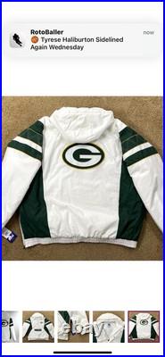 FALL 2023 GREEN BAY PACKERS STARTER Half Zip Pull Over WHITE Jacket Men's S FALL 2023 GREEN BAY PACKERS STARTER Half Zip Pull Over WHITE Jacket Men's S
