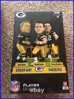 FOCO NFL Green Bay Packers Bart Starr Brett Favre Aaron Rodgers Bobblehead