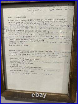 Forrest Gregg Hand Written End Of Year Questionnaire Green Bay Packers 1961