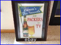 Framed Green Bay Packers, Hamms Beer Artwork