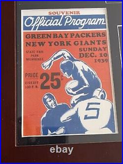 GB Packers 1939 Championship Framed Team Picture, Ticket Copy & Program Picture