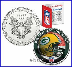 GREEN BAY PACKERS 1 Oz American Silver Eagle $1 U. S. NFL COIN! COA & STAND