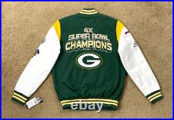 GREEN BAY PACKERS 4 Time Super Bowl CHAMPIONSHIP Jacket Sewn Logos Fall 2X