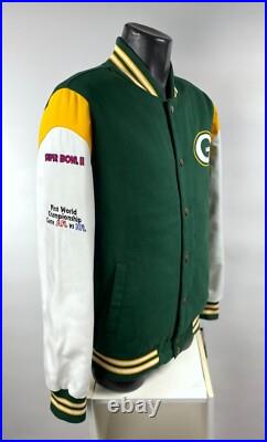 GREEN BAY PACKERS 4 Time Super Bowl CHAMPIONSHIP Jacket Sewn Logos Fall 2X
