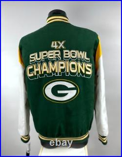 GREEN BAY PACKERS 4 Time Super Bowl CHAMPIONSHIP Jacket Sewn Logos Fall 2X