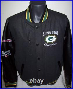 GREEN BAY PACKERS CHAMPIONSHIP Wool Body Jacket with Faux Leather Sleeves Jacket