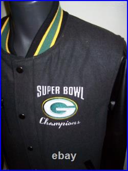 GREEN BAY PACKERS CHAMPIONSHIP Wool Body Jacket with Faux Leather Sleeves Jacket