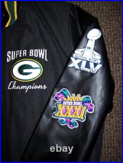 GREEN BAY PACKERS CHAMPIONSHIP Wool Body Jacket with Faux Leather Sleeves Jacket