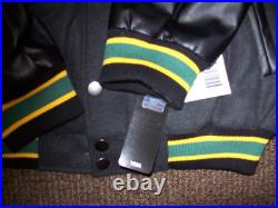 GREEN BAY PACKERS CHAMPIONSHIP Wool Body Jacket with Faux Leather Sleeves Jacket