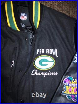 GREEN BAY PACKERS CHAMPIONSHIP Wool Body Jacket with Faux Leather Sleeves Jacket