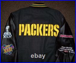 GREEN BAY PACKERS CHAMPIONSHIP Wool Body Jacket with Faux Leather Sleeves Jacket