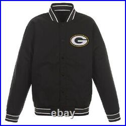 GREEN BAY PACKERS POLY TWILL VARSITY JACKET with TEAM LOGO ON BACK NFL MEN