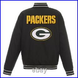 GREEN BAY PACKERS POLY TWILL VARSITY JACKET with TEAM LOGO ON BACK NFL MEN