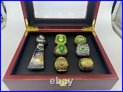 GREEN BAY PACKERS World Championship Rings Set Trophy & Case / NOT CHINA FAKES