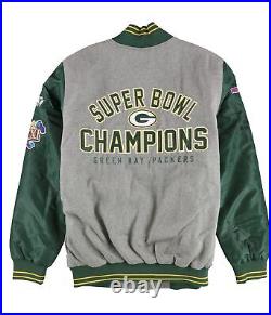 G-III Sports Mens Green Bay Packers Varsity Jacket, Grey, Large