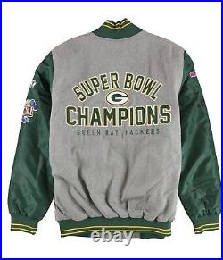 G-III Sports Mens Green Bay Packers Varsity Jacket, Grey, Large
