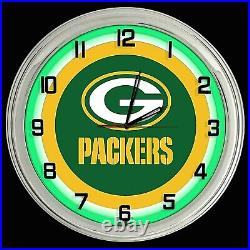 Green Bay Packers 16 Green Neon Clock Man Cave Game Room Bar Football