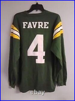 Green Bay Packers #4 Brett Favre Vtg Gridiron Long Sleeve Tb Jersey Mens M