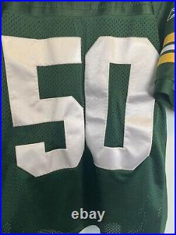 Green Bay Packers # 50 A. J. Hawk On Field Reebok White Jersey Mens Sz 50