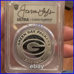 Green Bay Packers 999 Fine Silver Troy Ounce Coin Signed James Lofton NFL 2025