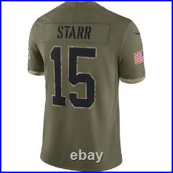 Green Bay Packers Bart Starr #15 Jersey Nike Olive/Camo 2022 Salute To Service