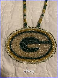 Green Bay Packers Beaded Necklace Native American Hand Made
