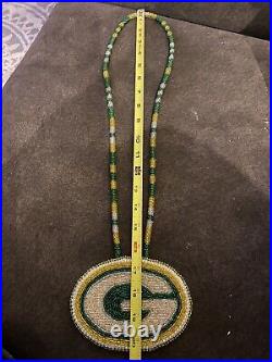 Green Bay Packers Beaded Necklace Native American Hand Made