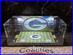 Green Bay Packers Custom 2 Mini Helmet display case with LED lights