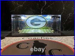 Green Bay Packers Custom 2 Mini Helmet display case with LED lights