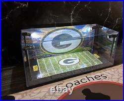 Green Bay Packers Custom 2 Mini Helmet display case with LED lights