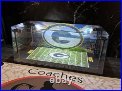 Green Bay Packers Custom 2 Mini Helmet display case with LED lights