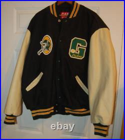 Green Bay Packers Custom Varsity Letterman Wool & Leather Jacket XXL/52