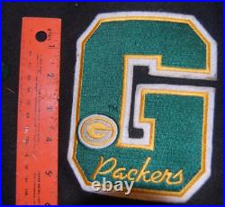 Green Bay Packers Custom Varsity Letterman Wool & Leather Jacket XXL/52