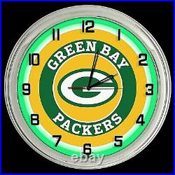 Green Bay Packers Football 16 Green Neon Clock Man Cave Game Room Bar