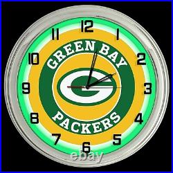 Green Bay Packers Football 16 Green Neon Clock Man Cave Game Room Bar