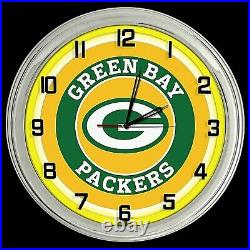 Green Bay Packers Football 16 Yellow Neon Clock Man Cave Game Room Bar