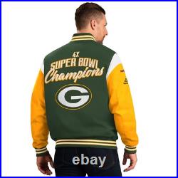 Green Bay Packers G-III Franchise 4 Time Super Bowl Varsity Jacket Green