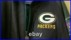 Green Bay Packers Green And Black Leather Jacket, Super Bowl Xxxi, 1997, Medium