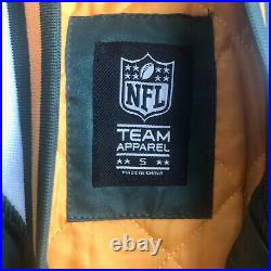 Green Bay Packers Green Yellow Satin Varsity Jacket Full-Snap Embroidered Logos