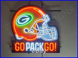 Green Bay Packers Helmet Go Pack Go 24 Vivid LED Neon Sign Light With Dimmer Green Bay Packers Helmet Go Pack Go 24 Vivid LED Neon Sign Light With Dimmer