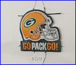 Green Bay Packers Helmet Go Pack Go 24 Vivid LED Neon Sign Light With Dimmer Green Bay Packers Helmet Go Pack Go 24 Vivid LED Neon Sign Light With Dimmer