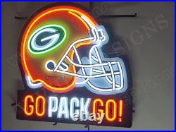 Green Bay Packers Helmet Go Pack Go 24 Vivid LED Neon Sign Light With Dimmer Green Bay Packers Helmet Go Pack Go 24 Vivid LED Neon Sign Light With Dimmer