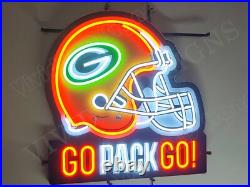 Green Bay Packers Helmet Go Pack Go 24 Vivid LED Neon Sign Light With Dimmer Green Bay Packers Helmet Go Pack Go 24 Vivid LED Neon Sign Light With Dimmer