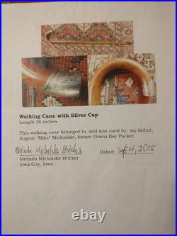 Green Bay Packers Hof Mike Michalske Walking Cane Coa One Of A Kind