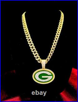 Green Bay Packers Iced Out Cuban Link 24 Chain Necklace