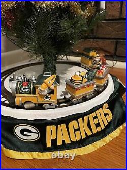 Green Bay Packers Illuminated Christmas Sport Tree withtrain Ornaments Music