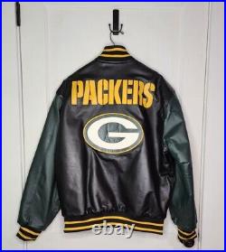 Green Bay Packers JH Design Leather Full-Snap Jacket Black/Green Size XL Green Bay Packers JH Design Leather Full-Snap Jacket Black/Green Size XL